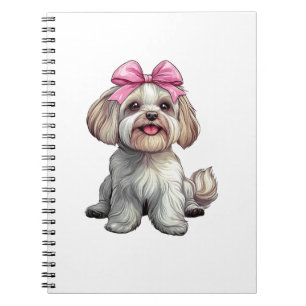 Coquette Bow Havanesiska Hund Mamma Tjej Rosa Anteckningsbok