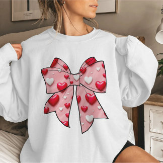 Coquette Bow Heart Red Mönster Alla hjärtans dag T Shirt