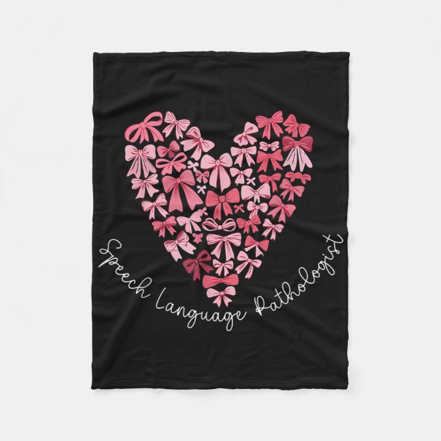 Coquette Bow Heart Tal Language Patholog Slp Fleecefilt (Framsidan)