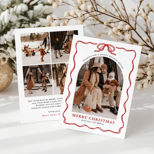 Coquette Bow Helgdag Photo Card, God jul Julkort (Skapare uppladdad)