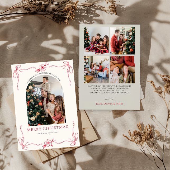 Coquette Bow Helgdag Photo Collage-julkort Inbjudningar (Skapare uppladdad)