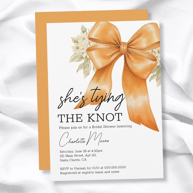 Coquette Bow Hon är Gifter sig Möhippa Inbjudningar (Coquette Bow She's Tying The Knot Bridal Shower Invitation
)