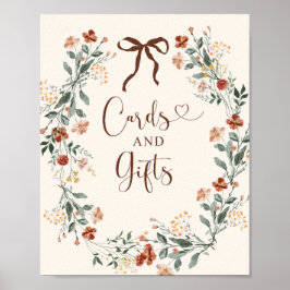 Coquette Bow Höst Vildblomma Bröllopsdusch Poster