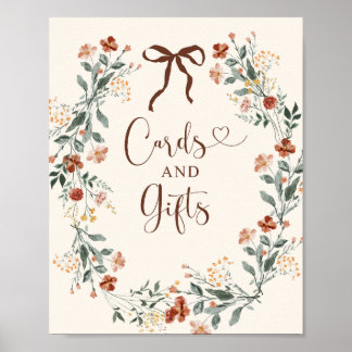Coquette Bow Höst Vildblomma Bröllopsdusch Poster