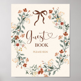 Coquette Bow Höst Vildblomma Bröllopsdusch Poster