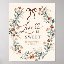 Coquette Bow Höst Vildblomma Bröllopsdusch Poster