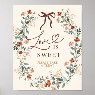 Coquette Bow Höst Vildblomma Bröllopsdusch Poster