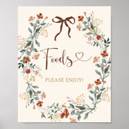 Coquette Bow Höst Vildblomma Bröllopsdusch Poster
