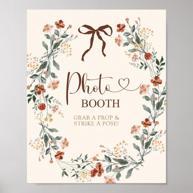 Coquette Bow Höst Vildblomma Bröllopsdusch Poster (Framsidan)
