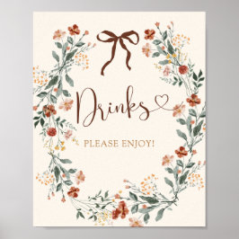 Coquette Bow Höst Vildblomma Bröllopsdusch Poster
