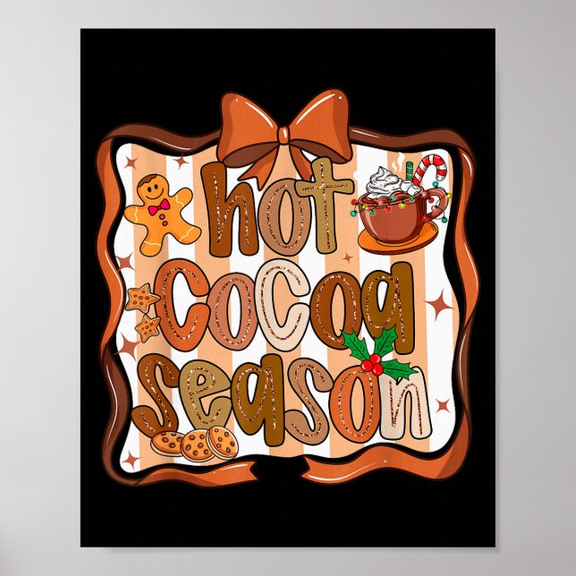 Coquette Bow Hot Cocoa Season Gingerbread Christma Poster (Framsidan)
