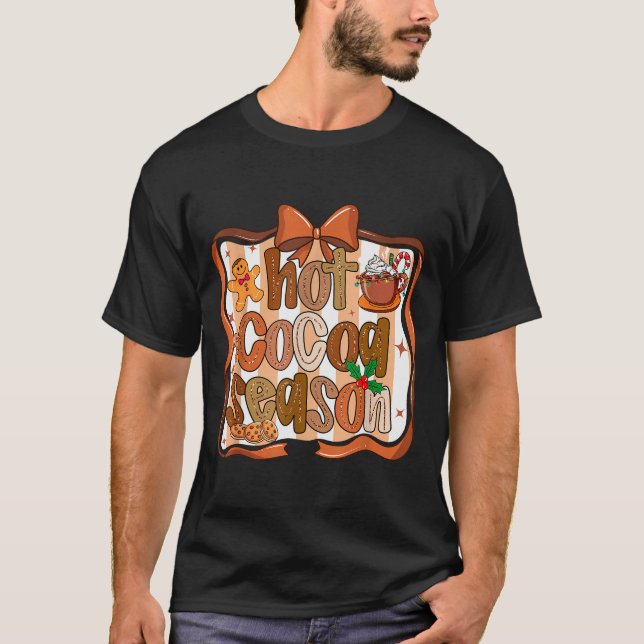Coquette Bow Hot Cocoa Season Gingerbread Christma T Shirt (Framsida)