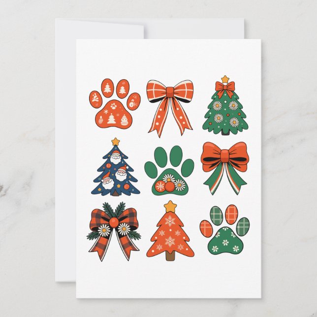 Coquette Bow Hund Paws Julträd Familj Mamma Pappa Julkort (Framsida)