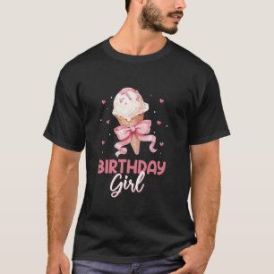 Coquette Bow Ice Cream Birthday Girls Kids Birthda T Shirt