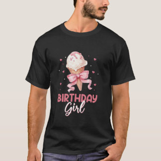 Coquette Bow Ice Cream Birthday Girls Kids Birthda T Shirt