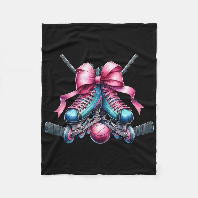 Coquette Bow Inline Hockey Player Girl Mom Mother' Fleecefilt (Framsidan)