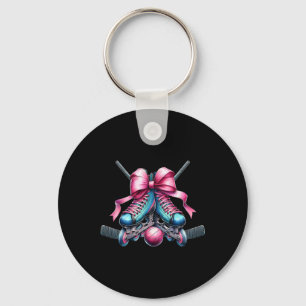 Coquette Bow Inline Hockey-spelare Tjej Mamma Mor Nyckelring