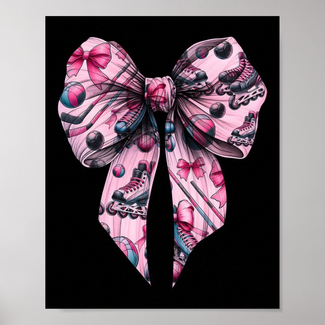 Coquette Bow Inline Hockey Spelare Tjej Mamma Mor Poster (Framsidan)