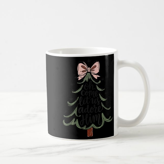 Coquette Bow Jesus Christmas Tree Oh Come Let Us A Kaffemugg (Höger)
