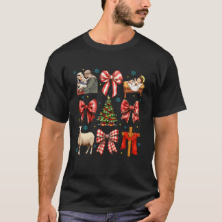 Coquette Bow Jesus jul Nativity Scen Kristus T Shirt