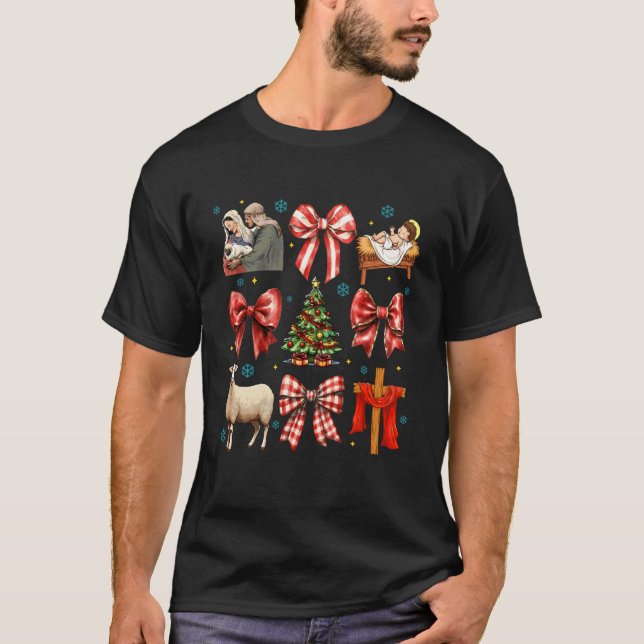 Coquette Bow Jesus jul Nativity Scen Kristus T Shirt (Framsida)