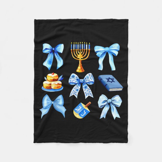 Coquette Bow Jewish Holiday Chanukah Hanukkah Meno Fleecefilt (Framsidan)
