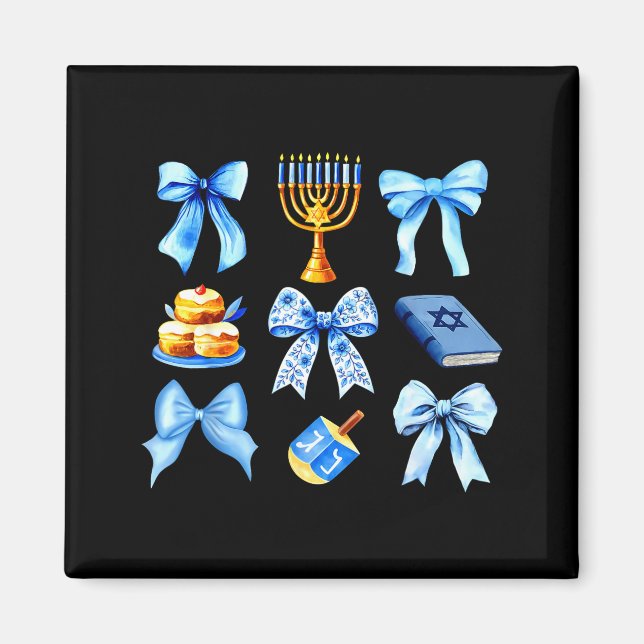 Coquette Bow Jewish Holiday Chanukah Hanukkah Meno Magnet (Framsidan)
