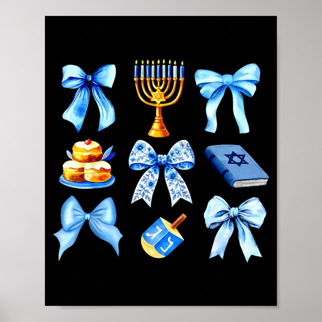 Coquette Bow Jewish Holiday Chanukah Hanukkah Meno Poster (Framsidan)