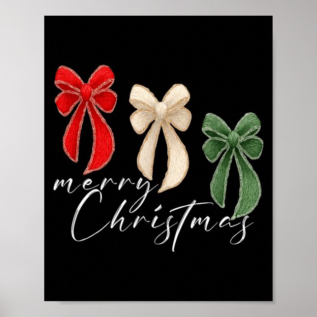 Coquette Bow Jul Rolig Retro Present T-Shirt Kvinn Poster (Framsidan)