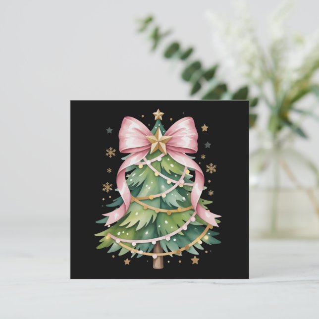 Coquette Bow Julgran Holiday Flickig Söt Julkort (Stående Fram)