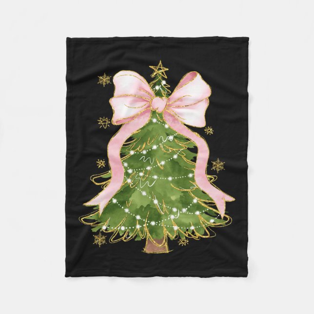 Coquette Bow Julgran Julafton Helgdag Girly ut Fleecefilt (Framsidan)