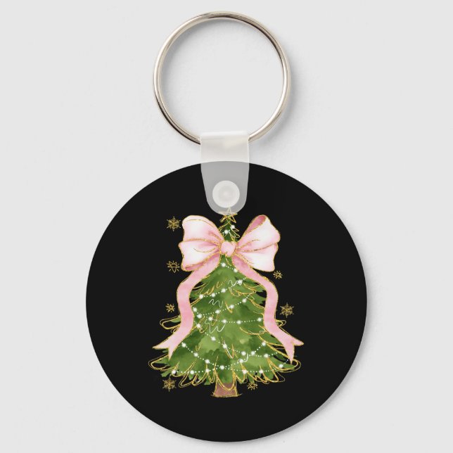 Coquette Bow Julgran Julafton Helgdag Girly ut Nyckelring (Framsida)