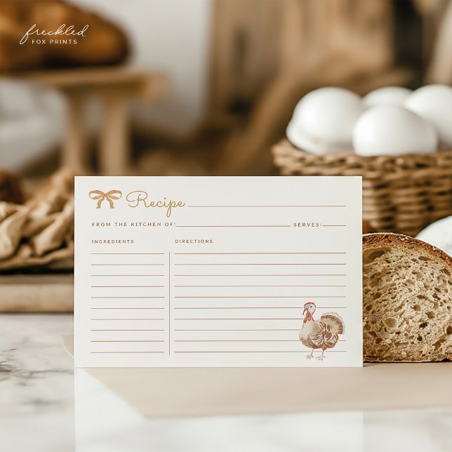 Coquette Bow Julkort Receptkort  (Coquette Bow Thanksgiving Recipe Card)