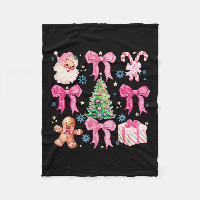 Coquette Bow Jultomten Rosa God jul Wome Fleecefilt (Framsidan)