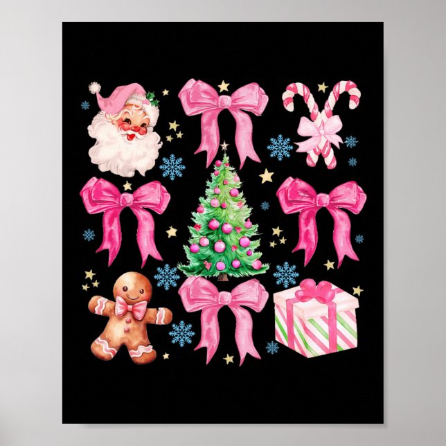 Coquette Bow Jultomten Rosa God jul Wome Poster (Framsidan)