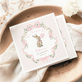 Coquette Bow Kanin Rosa Gingham 1-årsdag Pappersservett