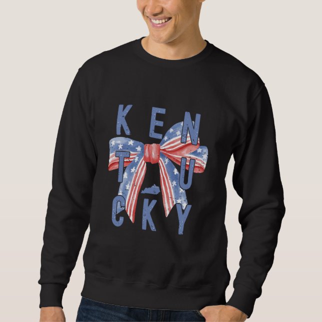 Coquette Bow Kentucky 4 juli Patriotic Americ Lång Ärmad Tröja (Framsida)