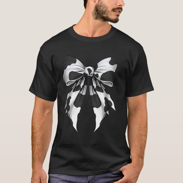 Coquette Bow Ko-mönster Ko-bonde Ko-uppfödning T Shirt (Framsida)