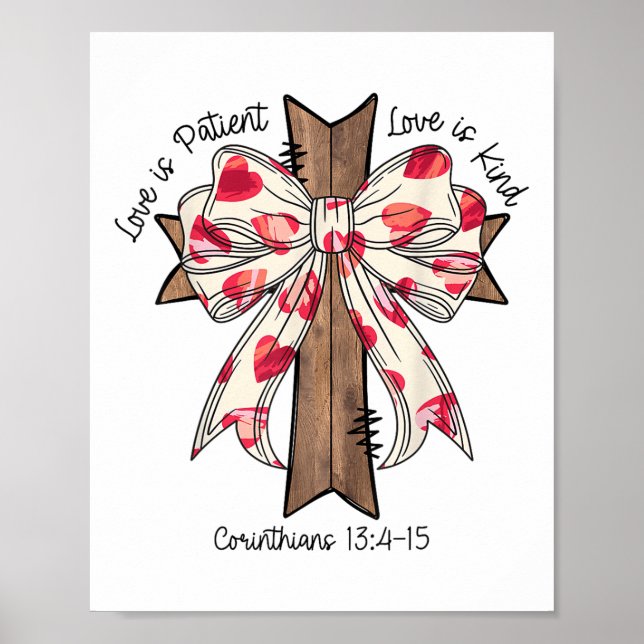 Coquette Bow Kor Valentines day Jesus Bible Vers Poster (Framsidan)
