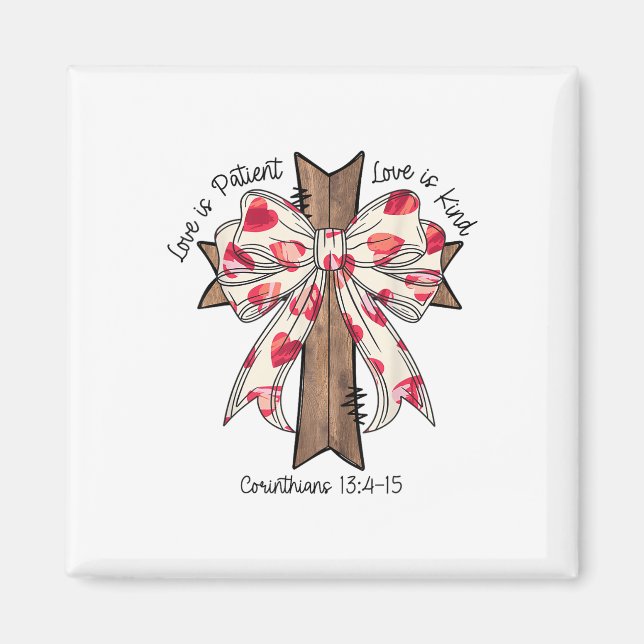Coquette Bow Kors Alla hjärtans dag Jesus Bibel ve Magnet (Framsidan)