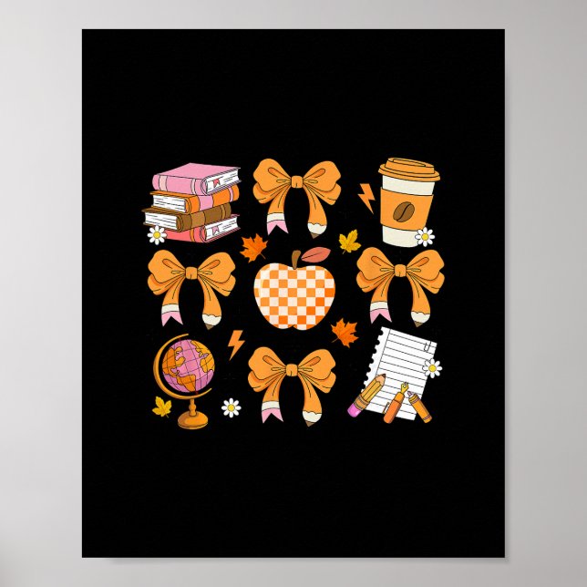 Coquette Bow Lärare Thanksgiving Höst Höst Flicka Poster (Framsidan)