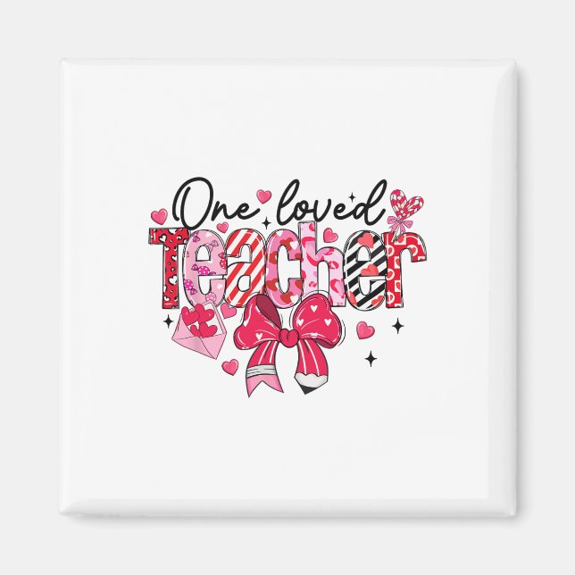 Coquette Bow Lärare Valentine En Älskad Lärare X Magnet (Framsidan)