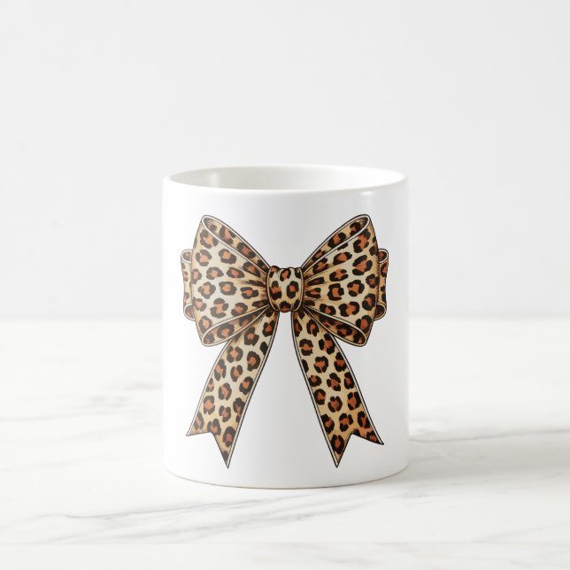 Coquette Bow Leopard Cheetah Sublimation Kaffemugg (Center)