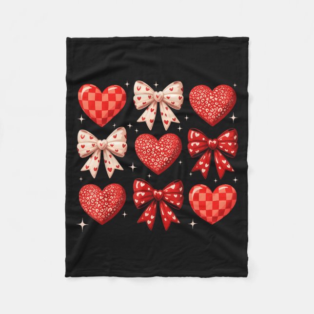 Coquette Bow Leopard Hearts Valentine Women Girl G Fleecefilt (Framsidan)