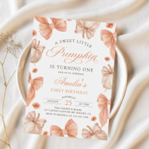 Coquette Bow Little Pumpkin Birthday-inbjudan