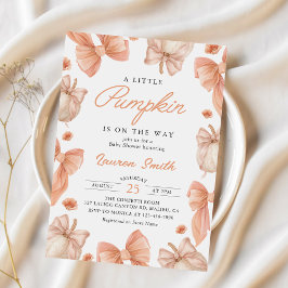 Coquette Bow Little Pumpkin på Way Baby Shower Inbjudningar