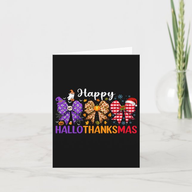 Coquette Bow Lycklig Hallothanksmas Halloween Tack Kort (Framsida)