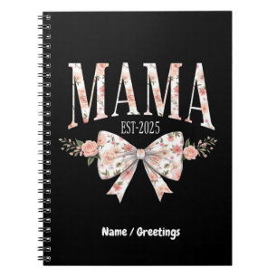 Coquette Bow Mamma Est 2025 Lycklig Mors dag Anteckningsbok