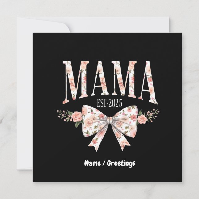 Coquette Bow Mamma Est 2025 Lycklig Mors dag Inbjudningar (Framsida)
