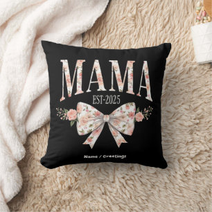 Coquette Bow Mamma Est 2025 Lycklig Mors dag Kudde